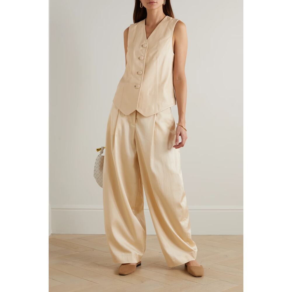 NWT By Malene Birger Simonse Leather Vest‎ Cream DE 36 / US 6 Minimal Suiting
